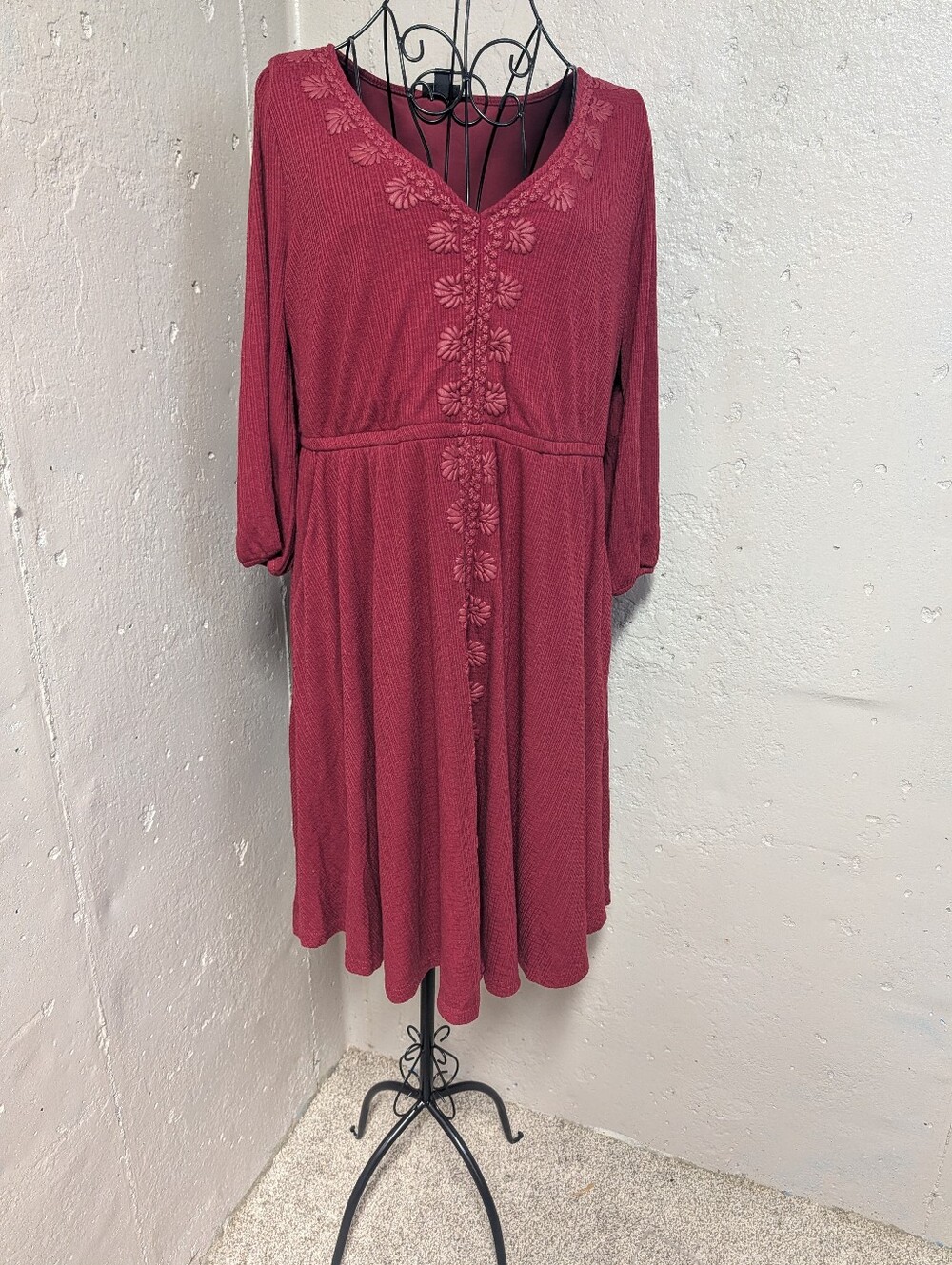 Torrid Red Gauzy Texture Dress Romantic Cottagecore Fall With Pockets